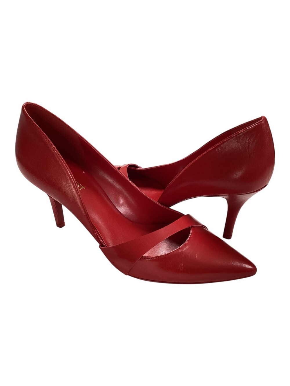 NINE WEST Kimery Women's Pumps Heels Pointed Toe Leather D'Orsay Red Sz 7.5M GUC